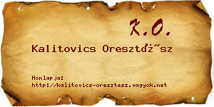 Kalitovics Oresztész névjegykártya